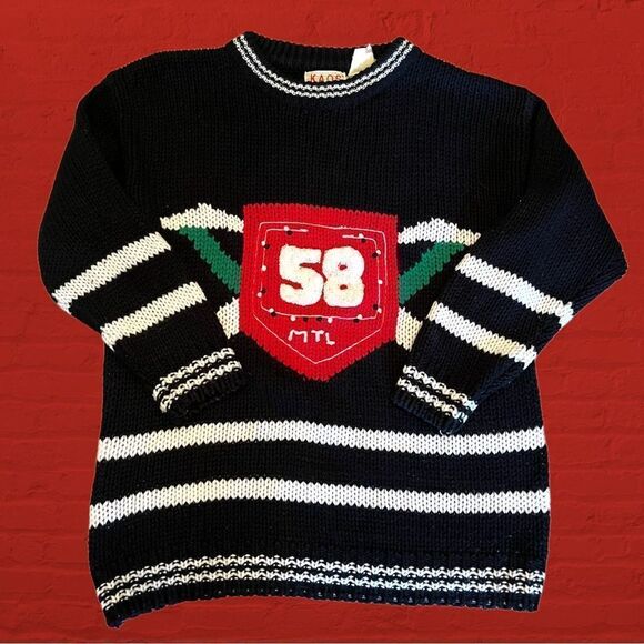 Vintage oversized knit sports sweater striped number 58 - Picture 5 of 9